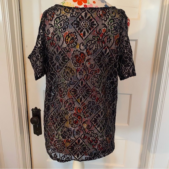 Loft Black & White Lace Cold Shoulder Top - Picture 6 of 6